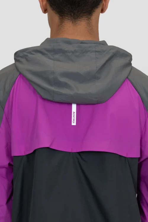 Breeze 2.0 Windbreaker - Cement Grey/Electric Purple/Asphalt -Urban Sport Wear Store BREEZE 2.0 WINDBREAKER CASTLEROCK PURPLE CACTUS FLOWER ASPHALT Back Detail scaled
