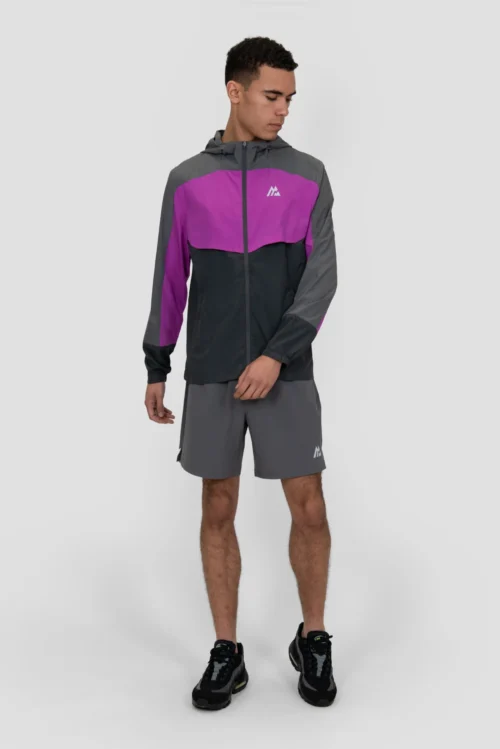 Breeze 2.0 Windbreaker - Cement Grey/Electric Purple/Asphalt -Urban Sport Wear Store BREEZE 2.0 WINDBREAKER CASTLEROCK PURPLE CACTUS FLOWER ASPHALT Full Front scaled