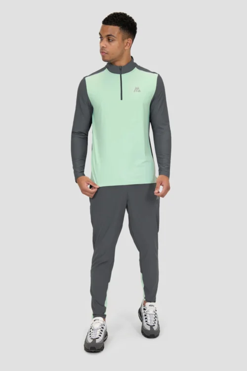 Charge 2.0 1/4 Zip - Sea Foam/Slate Grey -Urban Sport Wear Store CHARGE 1 4 ZIP SLATE GREY SEA FOAM full front scaled