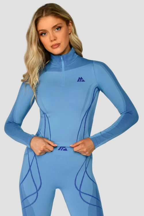 Contour Seamless 1/4 Zip - Powder Blue/Egyptian Blue