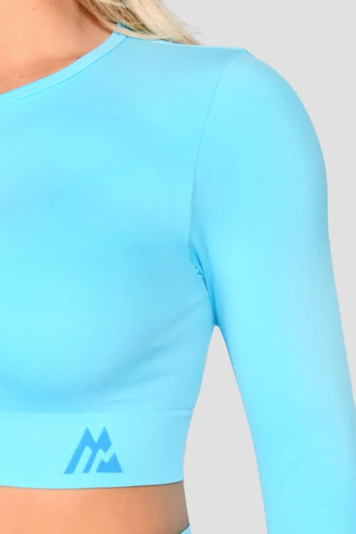 Evolve Seamless Crop - Neon Sky -Urban Sport Wear Store EvolveCoreSeamlessLsCrop NeonSky close scaled