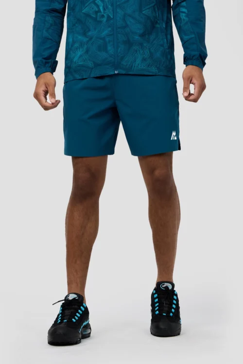 Geo M Print Short - Abyssal -Urban Sport Wear Store GEO M PRINT SHORT SAILOR BLUE CLOSE FRONT scaled