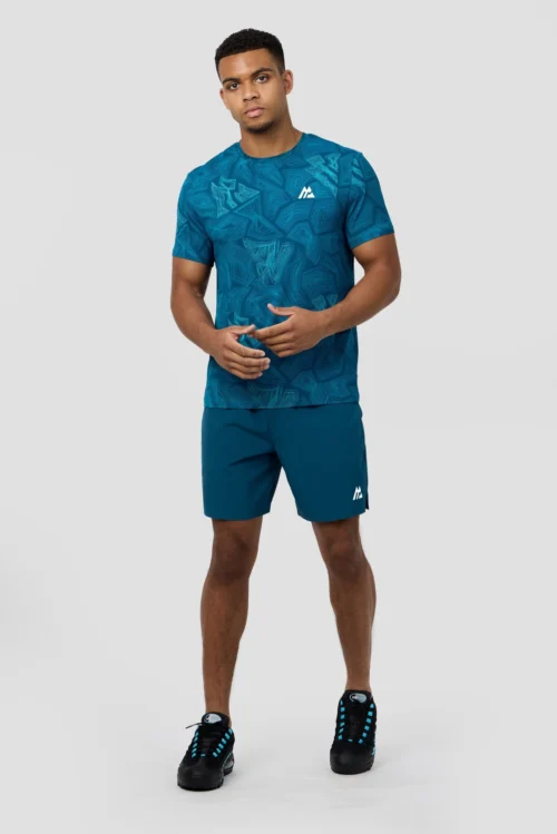 Geo M Print T-Shirt - Abyssal -Urban Sport Wear Store GEO M PRINT T SHIRT SAILOR BLUE FULL FRONT scaled