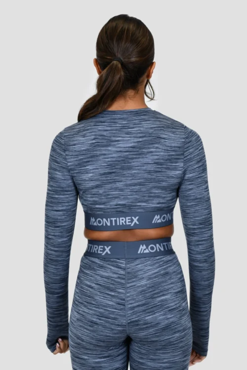 Icon Lite Long Sleeve Crop Top - Deep Indigo/Province/Greyed Indigo -Urban Sport Wear Store ICON CONTRAST 2.0 CROP DEEP INDIGO PROVINCE GREYED INDIGO close back scaled