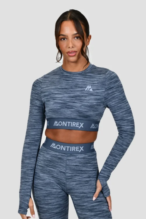 Icon Lite Long Sleeve Crop Top - Deep Indigo/Province/Greyed Indigo