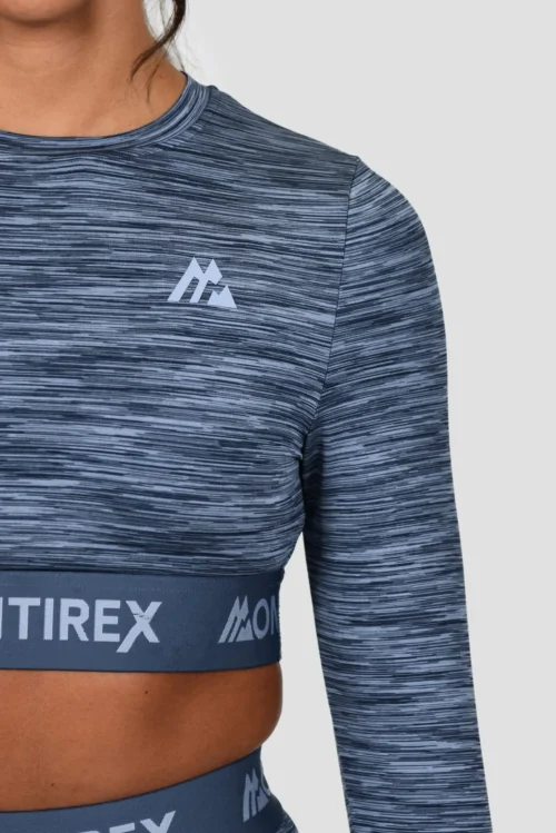 Icon Lite Long Sleeve Crop Top - Deep Indigo/Province/Greyed Indigo -Urban Sport Wear Store ICON CONTRAST 2.0 CROP DEEP INDIGO PROVINCE GREYED INDIGO logo detail scaled