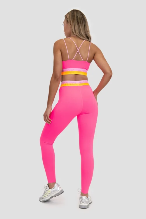 Icon Contrast 2.0 Legging - Neon Pink/Ice Tango/Pink Sugar -Urban Sport Wear Store ICON CONTRAST 2.0 LEGGING KNOCKOUT PINK ORANGE POP BONBON Full back scaled