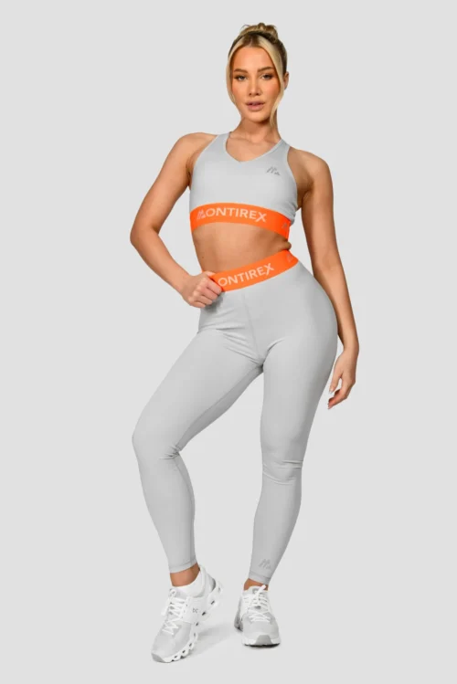 Icon Contrast Bra Top - Light Smoke Grey/Safety Orange -Urban Sport Wear Store ICON CONTRAST BRA TOP LIGHT SMOKE GREY SAFETY ORANGE front scaled