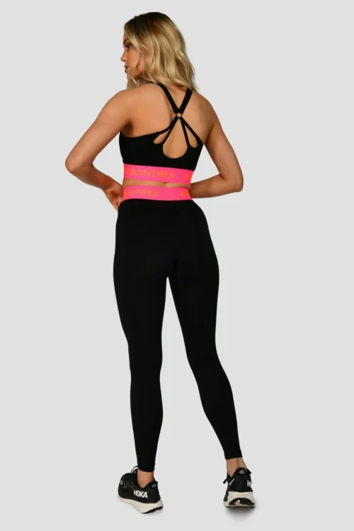 Icon Contrast Legging - Black/Neon Pink/Fiery Orange -Urban Sport Wear Store ICON CONTRAST LEGGING BLACK NEON PINK FIERY ORANGE full back scaled