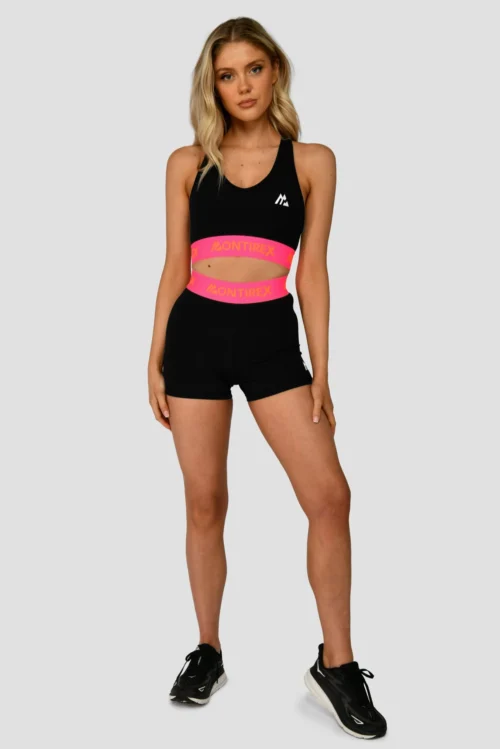 Icon Contrast Sports Bra - Black/Neon Pink/Fiery Orange -Urban Sport Wear Store ICON CONTRAST SPORTS BRA BLACK NEON PINK FIERY ORANGE front scaled