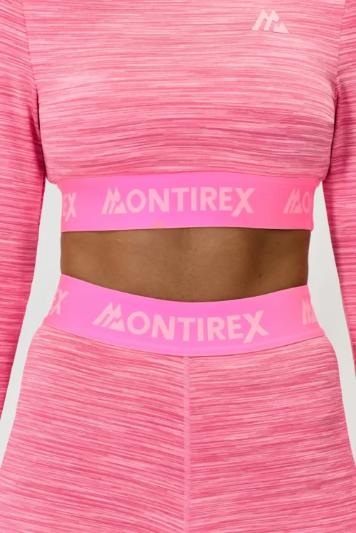 Icon Lite Long Sleeve Crop Top - Pink Multi -Urban Sport Wear Store ICON LITE LS CROP FUCHSHIA CANDY FLOSS PINK ROSE FRAMBOISE band detail scaled