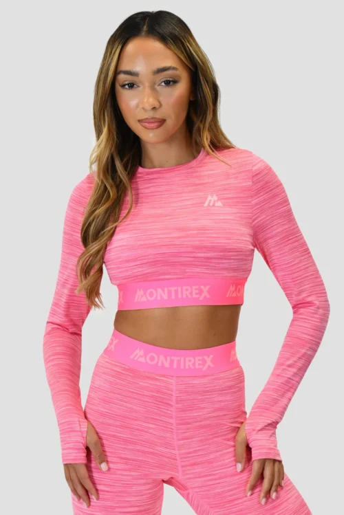 Icon Lite Long Sleeve Crop Top - Pink Multi
