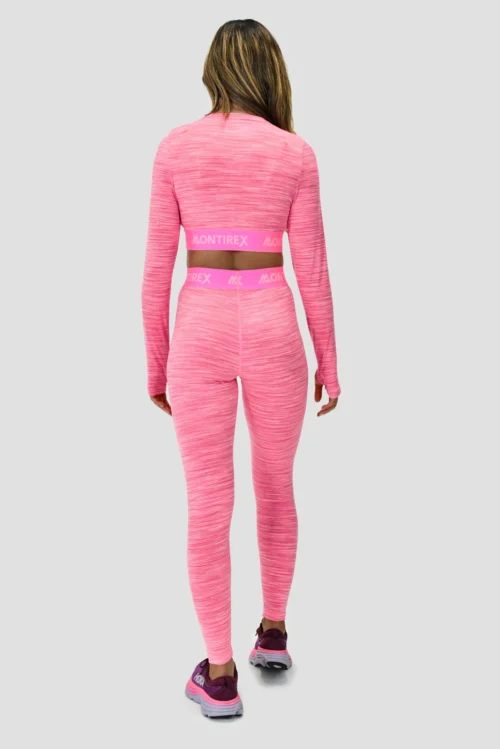 Icon Lite Long Sleeve Crop Top - Pink Multi -Urban Sport Wear Store ICON LITE LS CROP FUCHSHIA CANDY FLOSS PINK ROSE FRAMBOISE full back scaled