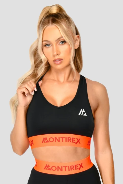 Icon Contrast Bra Top - Black/Safety Orange/Cardinal Red