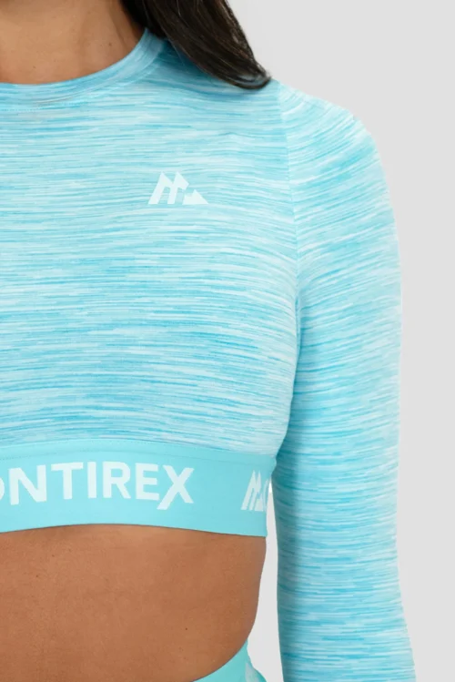 Icon Lite Long Sleeve Crop - Neon Sky/Summer Sky/Blue Icing -Urban Sport Wear Store Icon Lite Ls Crop Bluefish Tropical Breeze Spun Sugar Cooling Spray logo scaled