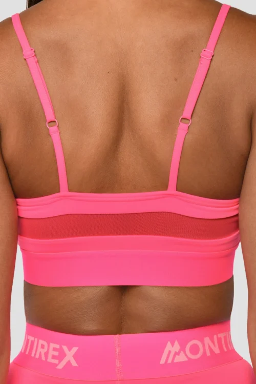 Icon Strappy Bra - Neon Pink -Urban Sport Wear Store Icon Strappy Top Neon Pink Back Detail scaled