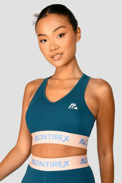 Icon Contrast Bra Top - Cruise/Apricot Cream/Moroccan Blue