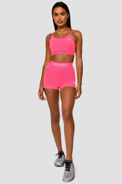 Icon Strappy Bra - Neon Pink -Urban Sport Wear Store IconStrappyTop NeonPink FullFront scaled
