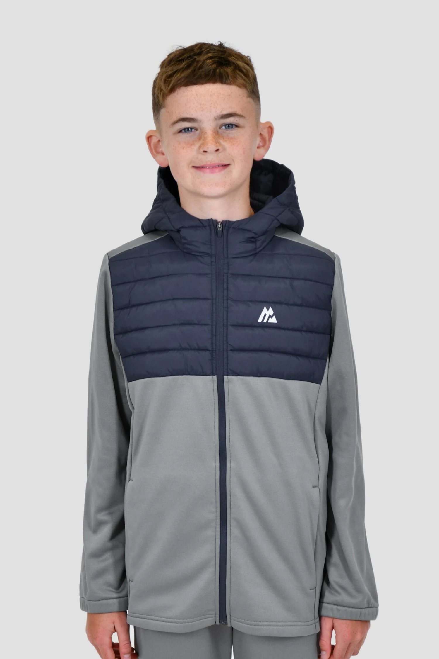 Boys Mesa Hybrid Jacket - Platinum Grey/Midnight Blue 1 Boys Mesa Hybrid Jacket - Platinum Grey/Midnight Blue