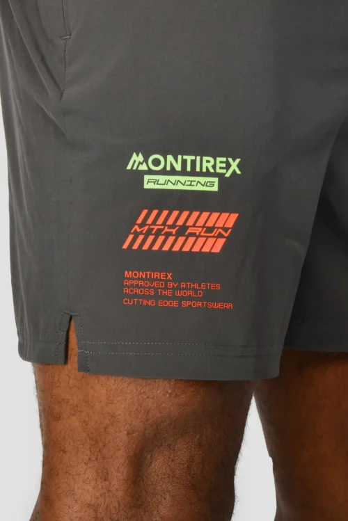 MTX Run Vital Short - Cement Grey/Jet Grey -Urban Sport Wear Store MTX RUN VITAL SHORT JET GREY logo detail scaled