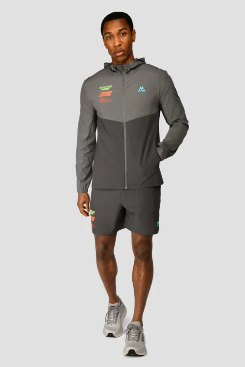 MTX Run Vital Short - Cement Grey/Jet Grey -Urban Sport Wear Store MTX RUN VITAL WINDBREAKER JET GREY full front 1 scaled