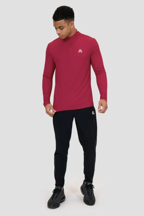 Peak Gridded 1/4 Zip - Spiced Cherry -Urban Sport Wear Store PEAK GRIDDED 1 4 ZIP CHERRIES JUBILEE full front scaled