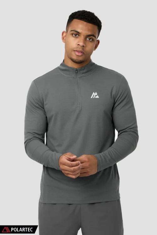 Peak Gridded Polartec® 1/4 Zip - Cement Grey