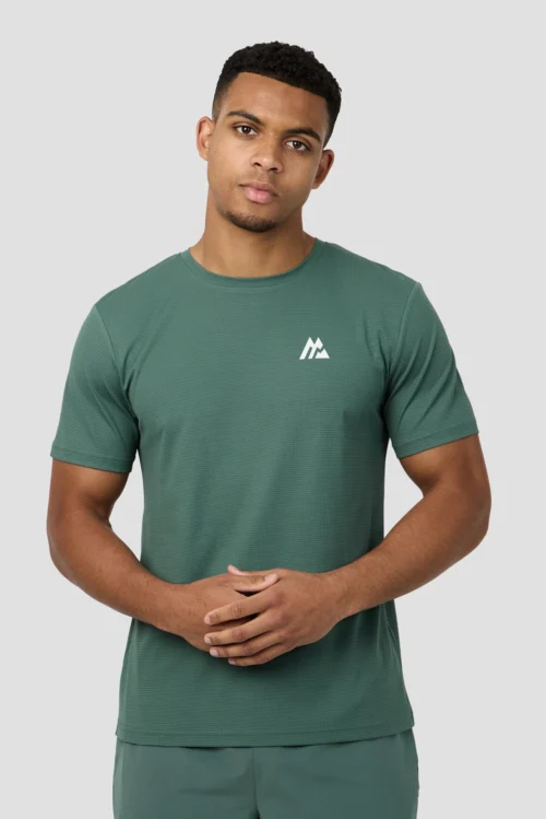 Peak Gridded Polartec® T-Shirt - Dolphin -Urban Sport Wear Store PEAK GRIDDED T SHIRT SILVER PINE CLOSE FRONT scaled
