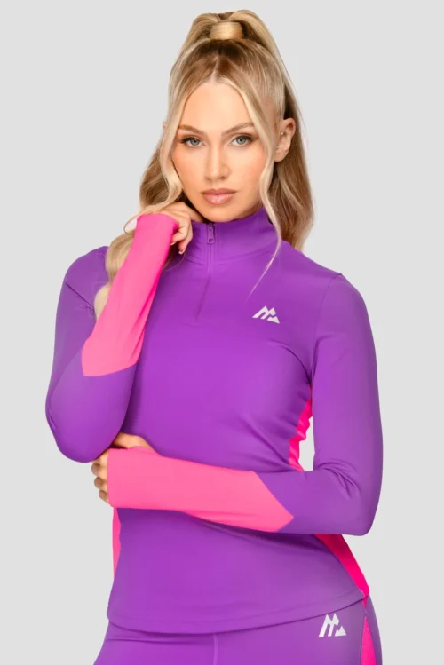 Power Panelled 1/4 Zip - Electric Purple/Pink