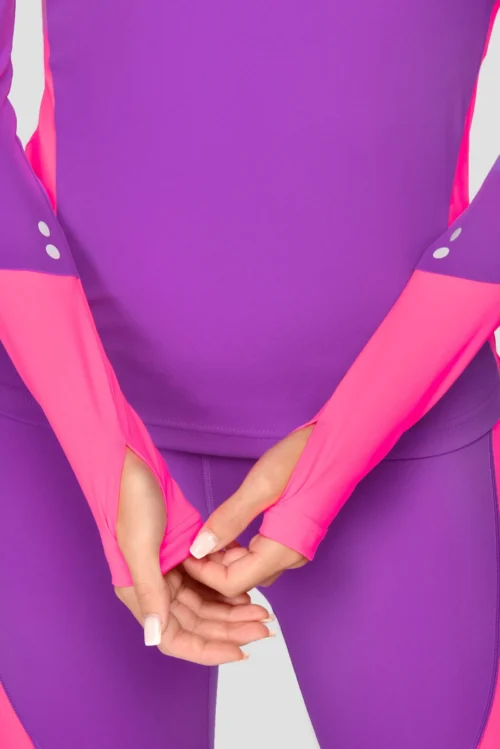 Power Panelled 1/4 Zip - Electric Purple/Pink -Urban Sport Wear Store POWERPANELLED1 4ZIP ElectricPurple Pink sleevedetail scaled