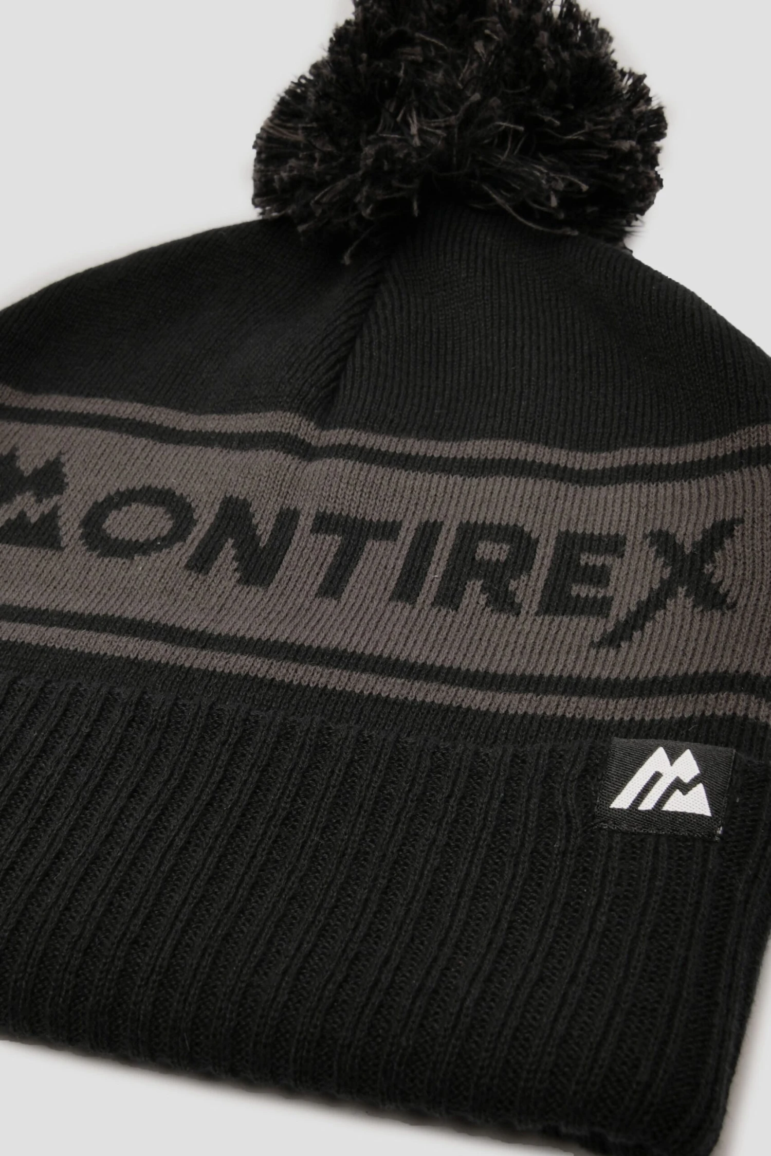 Peak Pom Beanie Hat - Black/Jet Grey 4 Peak Pom Beanie Hat - Black/Jet Grey - Image 4