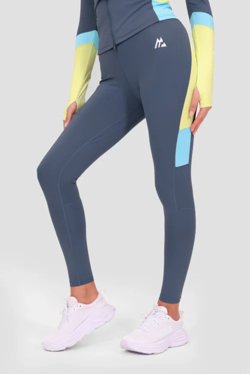 Power Panelled 2.0 Legging - Greyed Indigo/Citrus/Neon Sky
