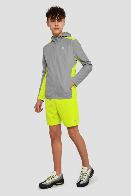Junior Speed Windbreaker - Platinum Grey/Electric Lime -Urban Sport Wear Store SPEEDWINDBREAKER PLATINUMGREY ELECTRICLIME front scaled