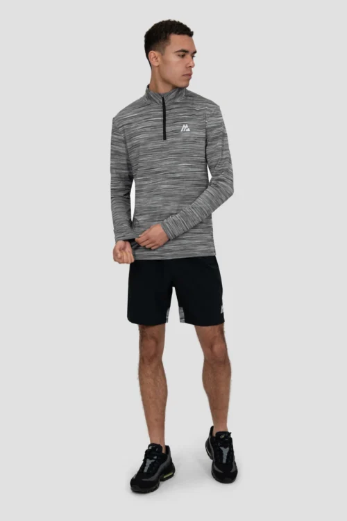 Trail 1/4 Zip - Black/Grey Multi -Urban Sport Wear Store TRAIL 1 4 ZIP BLACK GREY WHITE full front scaled