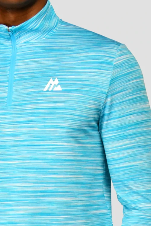 Trail 2.0 1/4 Zip - Neon Blue/White -Urban Sport Wear Store TRAIL 1 4 ZIP BLUEFISH ATOMIC BLUE WHITE logo detail scaled