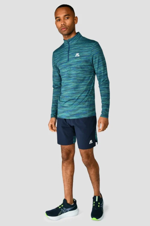 Trail 2.0 1/4 Zip - Navy/Turquoise -Urban Sport Wear Store TRAIL 2.0 1 4 ZIP AERO BLUE DEEP SEA MARINE BLUE MIDNIGHT BLUE front scaled