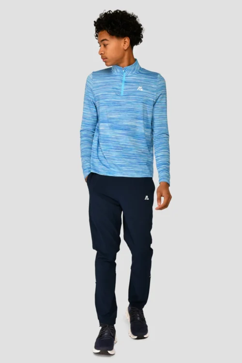 Junior Trail 2.0 1/4 Zip - Neon Blue/Sky -Urban Sport Wear Store TRAIL 2.0 1 4 ZIP NEON BLUE NEON SKY WHITE front scaled