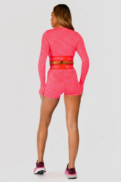 Trail Icon Long Sleeve Crop - Neon Pink/Red -Urban Sport Wear Store TRAIL ICON LS CROP NEON PINK MAGENTA PINK PUNCH SHOCKING PINK FIESTA RED back scaled