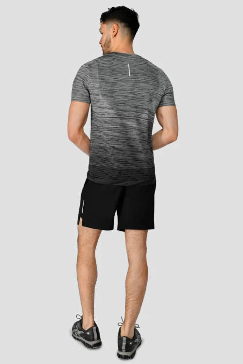 Trail Seamless T-Shirt - Black/Grey Multi -Urban Sport Wear Store TRAIL SEAMLESS TEE BLACK WHITE CEMENT GREY full back scaled