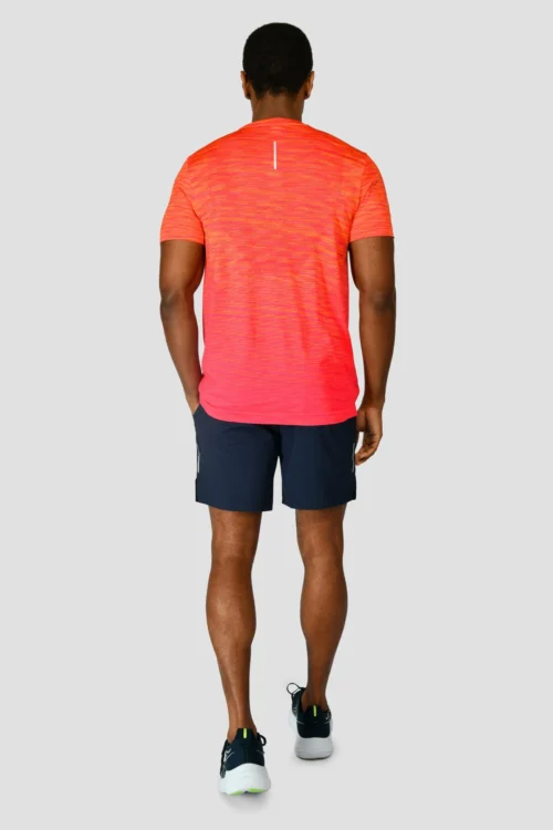Trail Seamless T-Shirt - Fiery Orange/Hot Pink/Hibiscus -Urban Sport Wear Store TRAIL SEAMLESS TEE FIERY ORANGE HOT PINK HIBISCUS back scaled