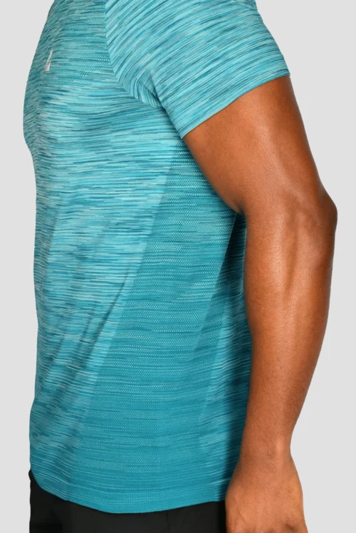 Trail Seamless T-Shirt - Neon Blue/Maya Blue -Urban Sport Wear Store TRAIL SEAMLESS TEE NEON BLUE MAYA BLUE Seamless detail scaled