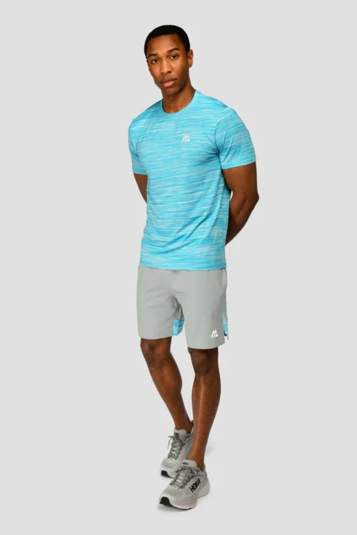 Trail 2.0 T-Shirt - Neon Blue/White -Urban Sport Wear Store TRAIL TEE NEON SKY MAYA BLUE WHITE fullfront scaled