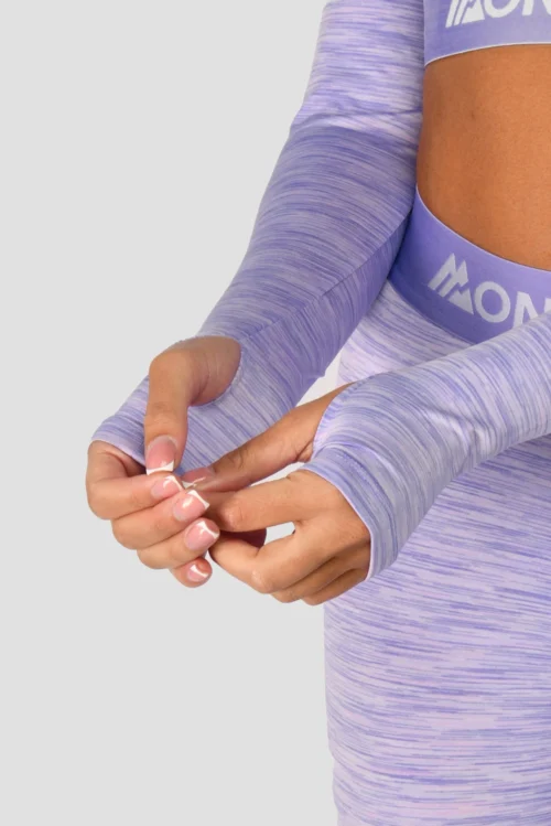 Trail Icon Long Sleeve Crop Top - Lilac Multi -Urban Sport Wear Store TRAILICONLSCROP LILACBLOOM MAGNOLIA PEARLYHEATHER AMETHYST sleevedetail scaled