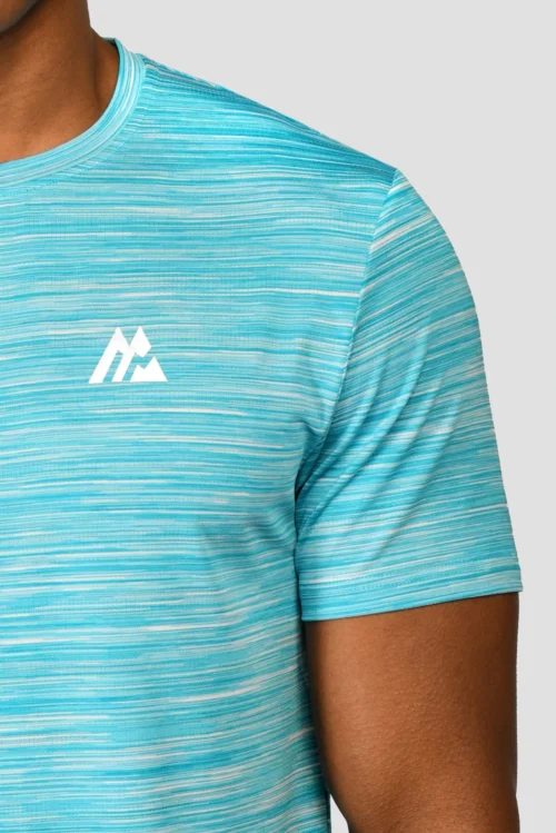 Trail 2.0 T-Shirt - Neon Blue/White -Urban Sport Wear Store TRAILTEE NEON SKY MAYA BLUE WHITE LOGO DETAIL scaled