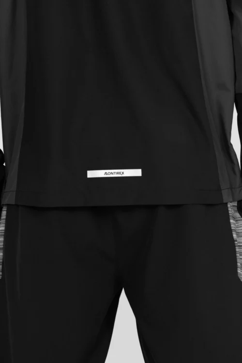Trail Windbreaker - Black/Grey/White -Urban Sport Wear Store TRAIL 3.0 WINDBREAKER BLACK BEAUTY ASPHALT MONUMENT CASTLEROCK Back Reflective Detail scaled