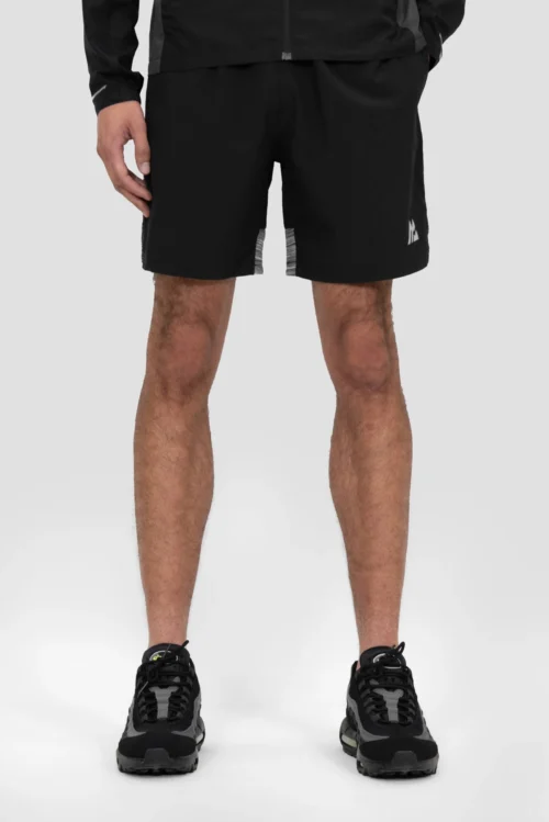 Trail Panel Short - Black/Grey/White -Urban Sport Wear Store TRAIL PANEL 2.0 SHORT BLACK BEAUTY ASPHALT MONUMENT CASTLEROCK Close Front scaled