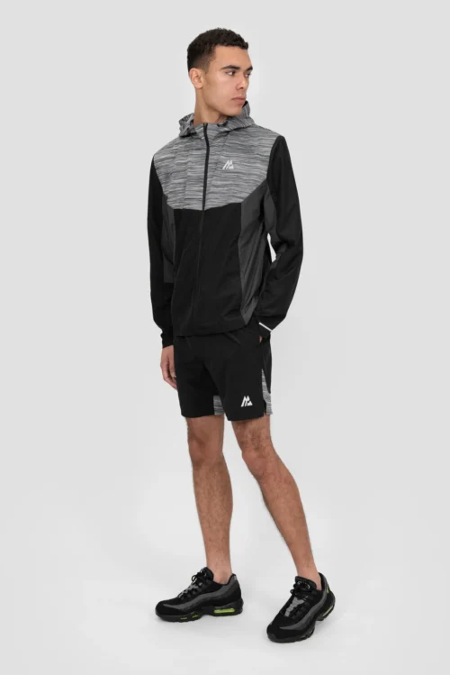 Trail Panel Short - Black/Grey/White -Urban Sport Wear Store TRAIL PANEL 2.0 SHORT BLACK BEAUTY ASPHALT MONUMENT CASTLEROCK Full Front scaled