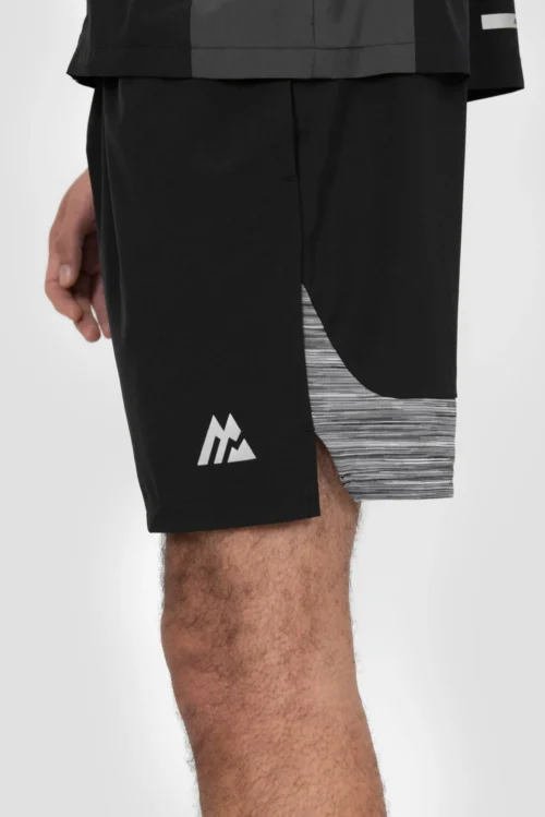 Trail Panel Short - Black/Grey/White -Urban Sport Wear Store TRAIL PANEL 2.0 SHORT BLACK BEAUTY ASPHALT MONUMENT CASTLEROCK Trail Panel Detail inc Logo scaled
