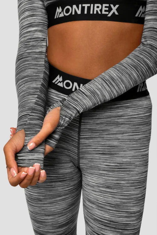 Trail Icon Long Sleeve Crop - Black/Grey Multi -Urban Sport Wear Store Trail Icon LS Crop GREY BLACK WHITE Sleeve detail scaled