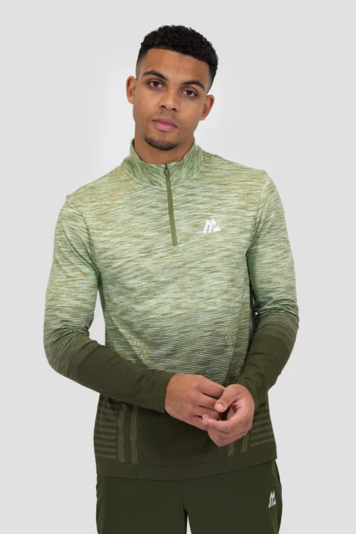 Vector Seamless 1/4 Zip - Sage/Khaki